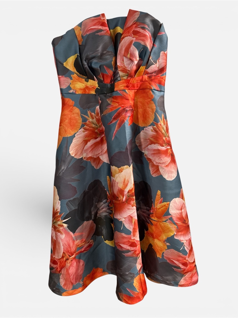 Kay Unger Lea Strapless Cocktail Dress Floral Multicolor Size 8 Pockets Holiday